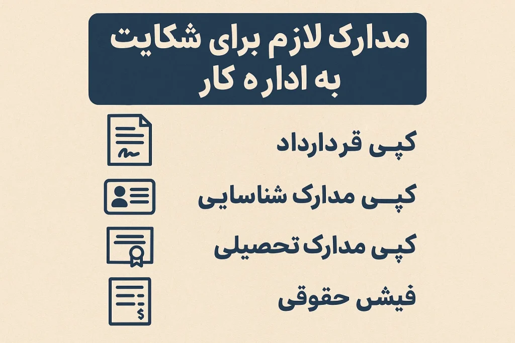 برای شکایت به اداره کار چه مدارکی لازمه؟