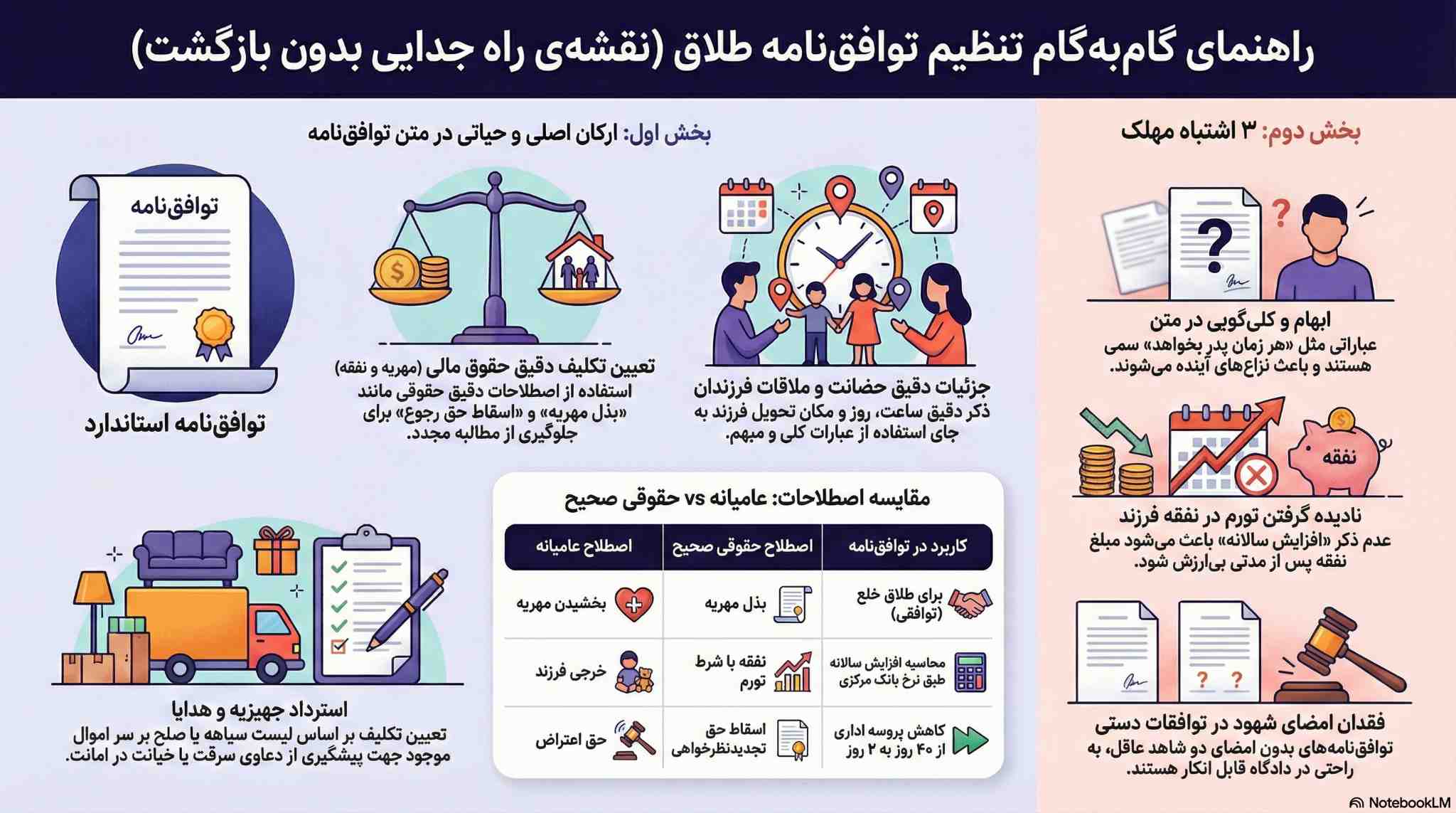 اینفوگرافیک مراحل طلاق توافقی و نکات مهم